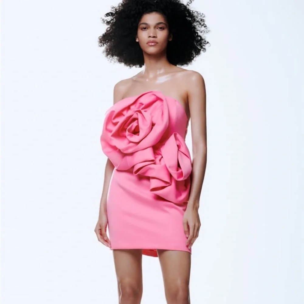 Zara | Dresses | Rare Zara Voluminous Flower Dress Fuchsia | Poshmark
